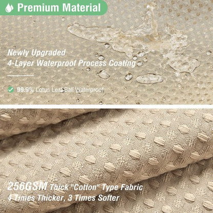 Dynamene Stall Fabric Shower Curtain - 54x78 inch Long Waffle Weave Weighted Thick Cloth Shower Curtains for Bathroom,Neutral Heavy Duty Hotel Spa Luxury Bath Curtain Set with 10 Hooks, Beige/Khaki