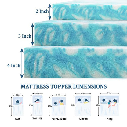 EGO Topper 2 Inch King Memory Foam Mattress Topper, Gel Foam Mattress Topper for Pressure Relief, Ventilated Design Bed Topper in a Box, CertiPUR-US Certified, 76"×80", Medium