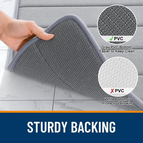 OLANLY Memory Foam Bath Mat 32x20, Super Soft Absorbent Bathroom Rugs, Quick Dry, Machine Washable Shower Floor Rugs, Bathmat Carpet, Bathroom Home Decor Accessories, Grey
