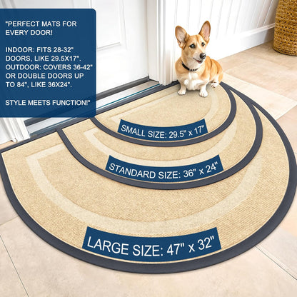 OLANLY Half Circle Door Mat - Waterproof All-Season Indoor/Outdoor Welcome Mat | 29.5x17, Beige
