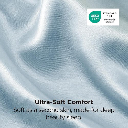 Bedsure Satin Pillowcase - Luxurious Silk-Like Comfort | Standard Size, Stone Blue, 20x26 Inches, 2-Pack