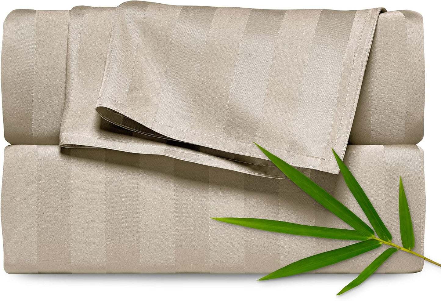 Pure Bamboo Full Bed Sheet Set - Genuine 100% Organic Viscose, Luxuriously Soft & Cooling | Jacquard Sand