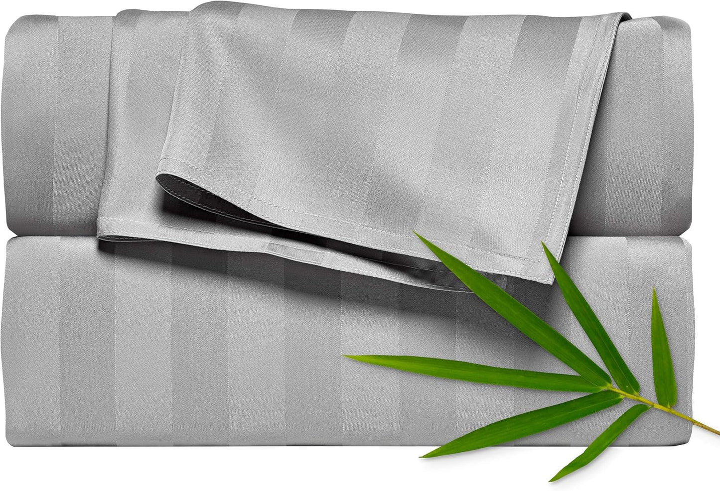 Pure Bamboo California King Sheets - 100% Organic Viscose Bed Sheet Set, Soft & Cooling, Jacquard Silver