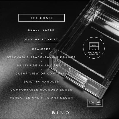BINO Stackable Storage Drawers - Clear Small Organizers for Bathroom & Vanity Cabinet