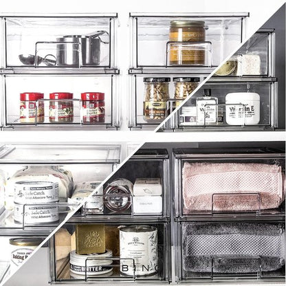 BINO Stackable Storage Drawers - Clear Small Organizers for Bathroom & Vanity Cabinet
