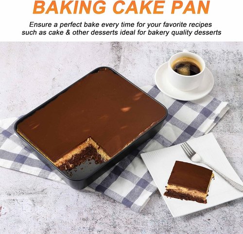 Herogo Non-Stick Deep Baking Pan Set - 2 Rectangular 8 X 10.5 Inch Bakeware for Cakes & Lasagna